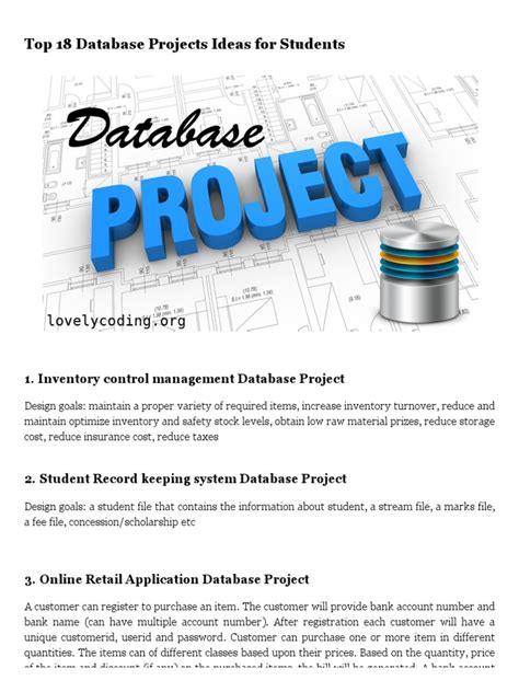 Top 18 Database Projects Ideas | PDF | Databases | Inventory