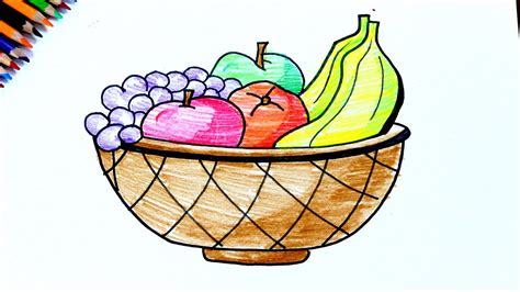 Drawing for kids fruit basket#DrawingsForBeginners #ArtVideo # ...