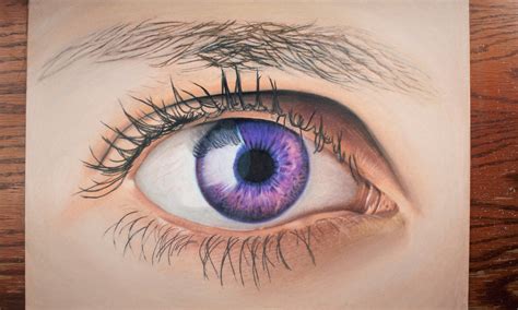 Drawing a realistic human eye with colored pencils. | Coloration