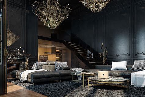 3 Living Spaces with Dark and Decadent Black Interiors