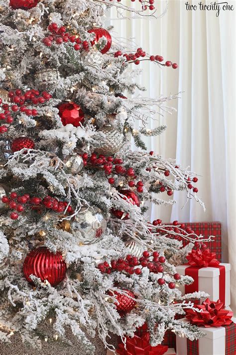 Flocked Tree With Red Ornaments – The Urban Decor