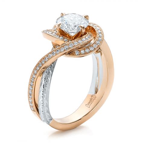 Custom Rose Gold and Platinum Diamond Engagement Ring #100822 - Seattle ...