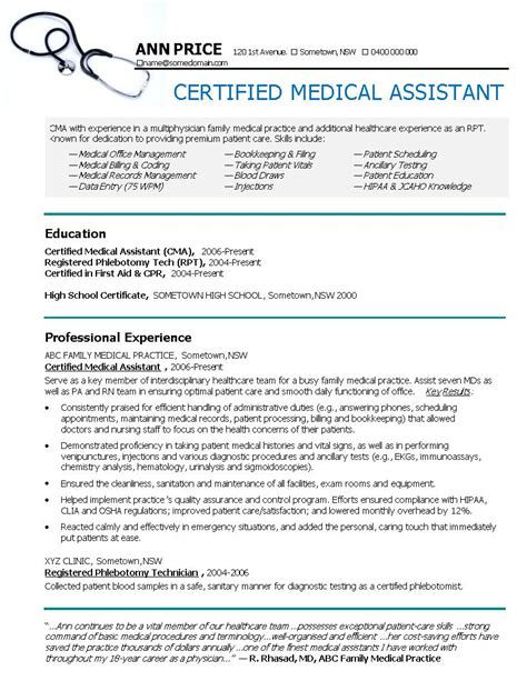 24 Best Medical Assistant Sample Resume Templates - Wisestep