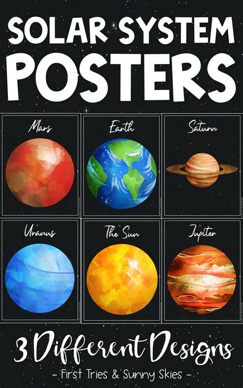 Solar System Posters - Planets Posters - Sun, Moon and Stars Theme ...