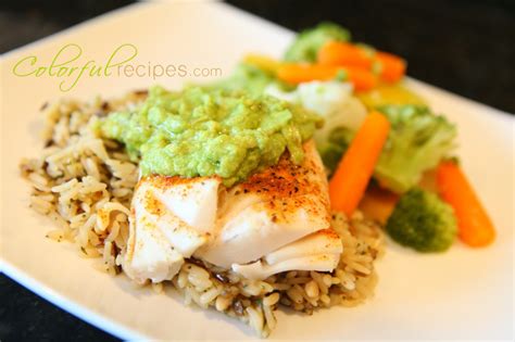 Fish (Pacific Cod) & Avocado Sauce - Colorful Recipes