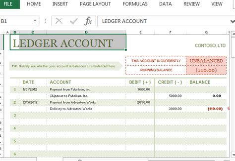 T-Account Ledger Template For Excel