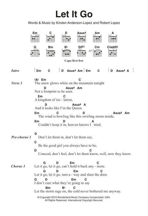 Let It Go (from Frozen) by Idina Menzel - Guitar Chords/Lyrics - Guitar ...