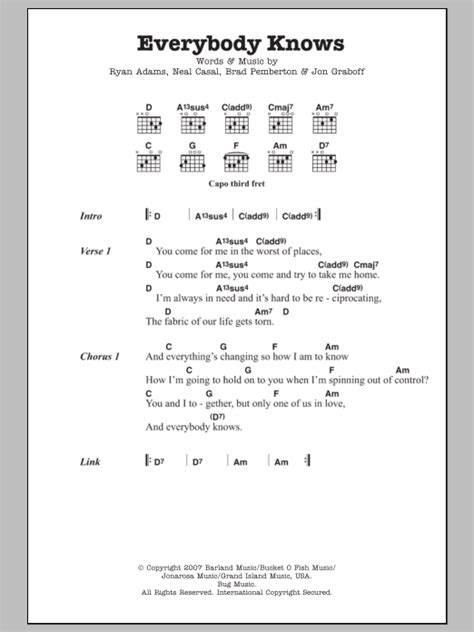 Everybody Knows by Ryan Adams - Guitar Chords/Lyrics - Guitar Instructor