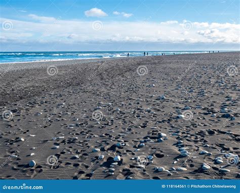 Black Sand Beach in Iceland in Winter Season Stock Image - Image of ...