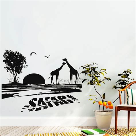 African Safari Wall Murals Animals Vinyl Wall Stickers Home Interior ...