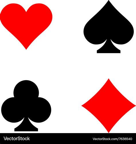 Playing card suits signs set four card symbols Vector Image