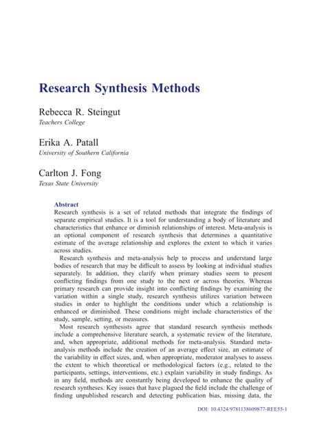 (PDF) Research Synthesis Methods