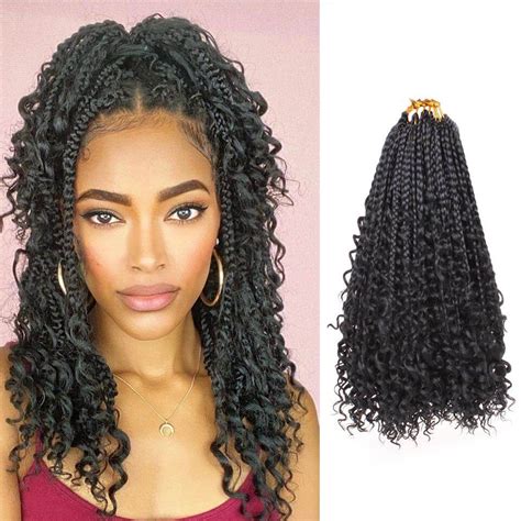 Xtrend 14 Inch Boho Bob Box Braids Crochet Hair with Curly Ends Goddes ...