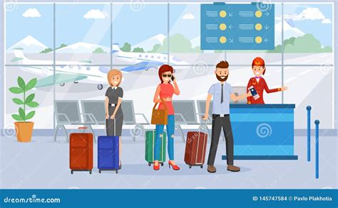 Passengers in Airport Terminal Illustration Stock Vector - Illustration ...