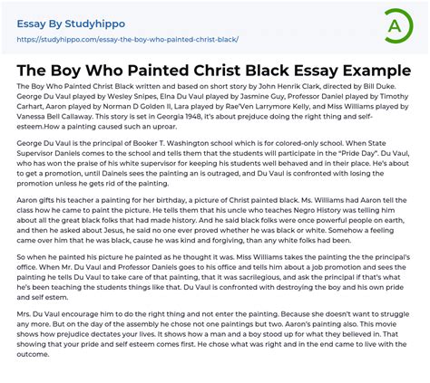 The Boy Who Painted Christ Black Essay Example | StudyHippo.com