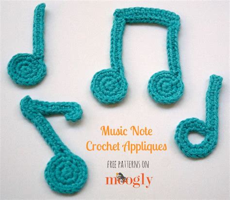 Music Note Crochet Appliques - moogly