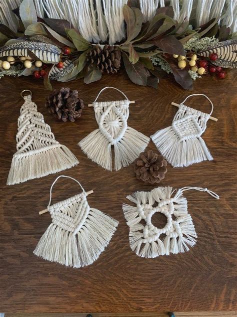 3 Mini Macrame / Macrame Ornament / Macrame Christmas Ornament / Boho ...