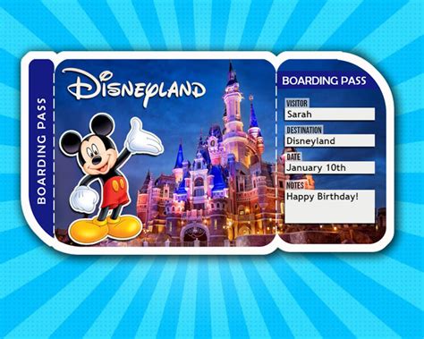 Disneyland Boarding Pass Disneyland Ticket Printable | Etsy