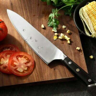 German Steel Kitchen Chef Knife with Natural Ebony Wood Handle