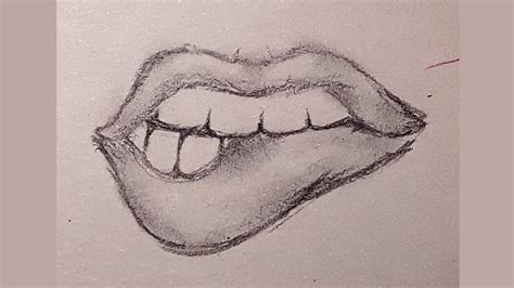 Mouth Biting Lips Drawing | Lipstutorial.org