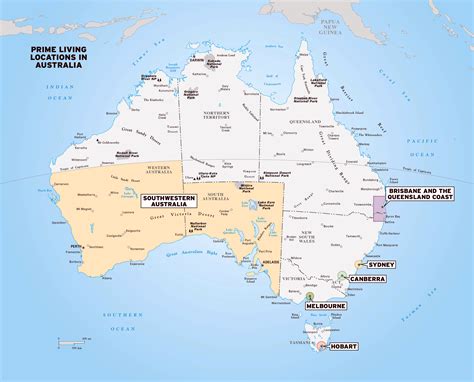 Large Road Map Of Australia With National Parks And Cities Australia ...