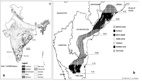 Map of India showing location of (a) Eastern Ghat and (b) the area of ...