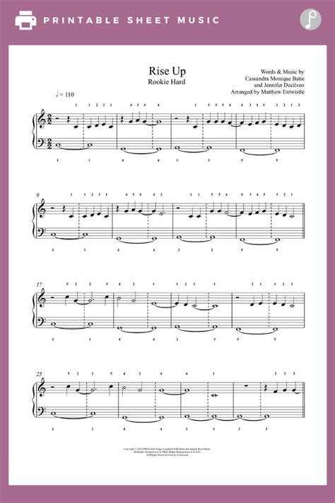 Rise Up by Andra Day Piano Sheet Music | Rookie Level Grandmothers Love ...