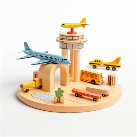 Premium AI Image | Wooden play airport wooden toy isolated on white ...