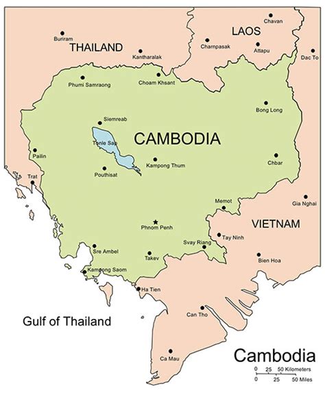 Map Of Cambodia With Cities - Abbye Annissa