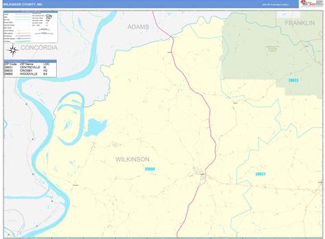 Wilkinson County, MS Zip Code Wall Map Basic Style by MarketMAPS