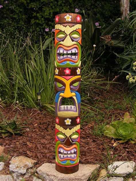 3 PC Tiki Mask Set 3 Face Tiki Statue Wall Art Craft Tiki Bar Totem ...