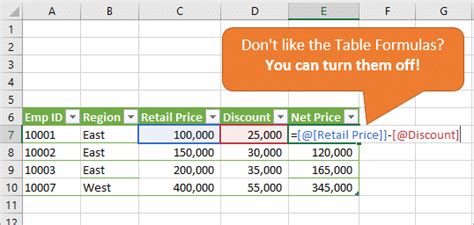 How to Turn OFF Structured References in Excel Table Formulas - Excel ...