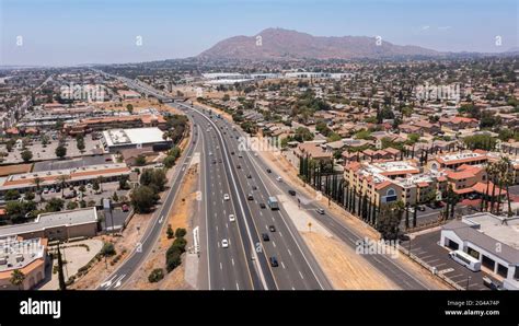 Aerial view of the downtown skyline of Moreno Valley, California Stock ...