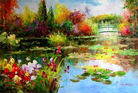 Claude Monet Garden at Giverny Repro 6, Hand Painted Oil Painting ...