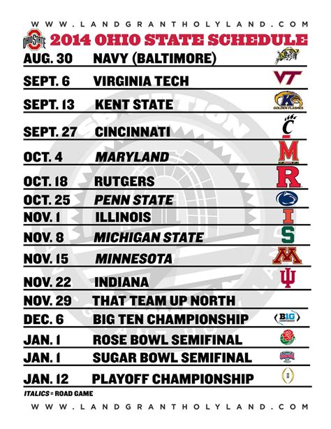 Printable Ohio State football schedule 2014 - Land-Grant Holy Land