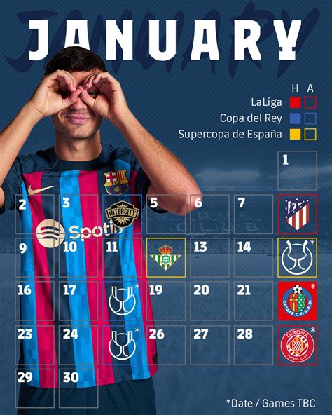 FC Barcelona on Twitter: "🗓️ Barça's fixtures for January 2023"