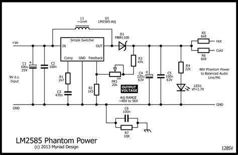 P48 Phantom power from 9V d.c. | Phantom power, Circuit diagram ...