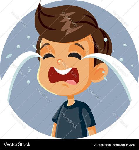 Little sad boy crying cartoon character Royalty Free Vector