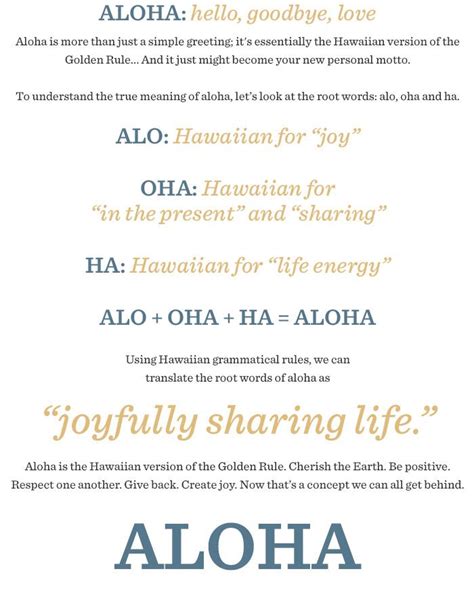 The True Meaning of Aloha | Hawaiian words and meanings, Hawaiian ...