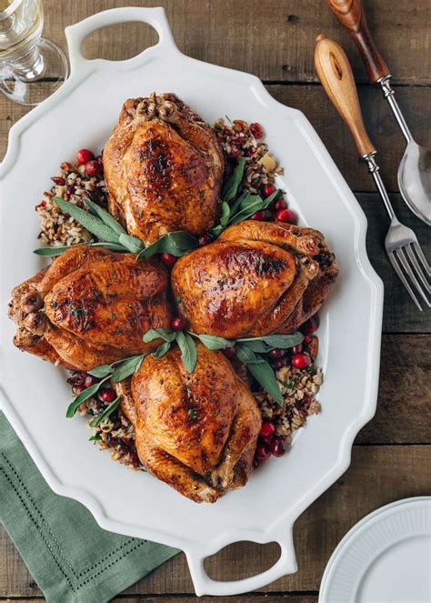 Cornish Hens with Apple-Cranberry Rice Stuffing - Striped Spatula