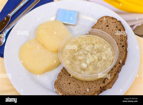 sour milk cheese with onion marinade Stock Photo - Alamy