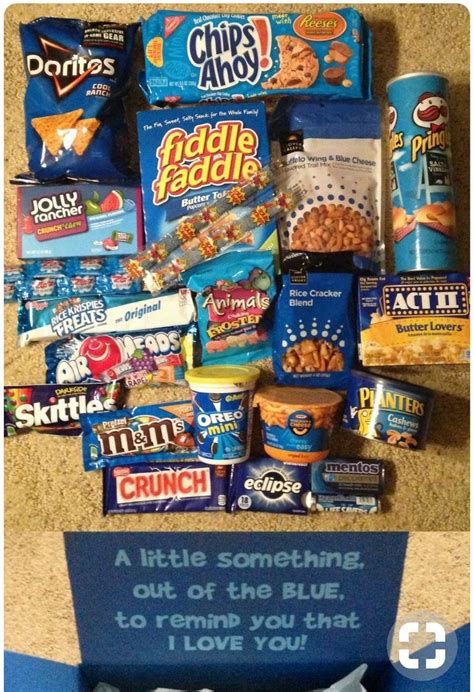 Some great "blue" foods for a blue-themed care package. | Friend ...