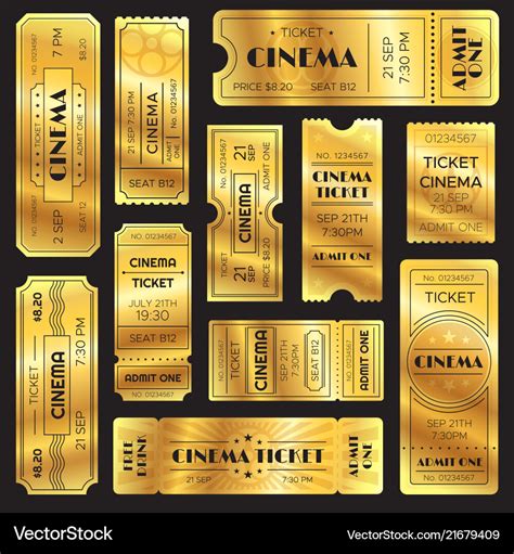 Realistic golden show ticket old premium cinema Vector Image - DaftSex HD