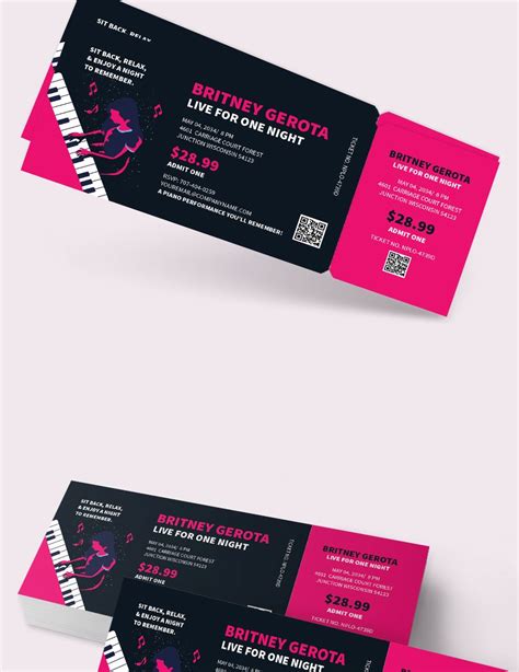 Piano Concert Ticket Template in Pages, Illustrator, Word, PSD ...