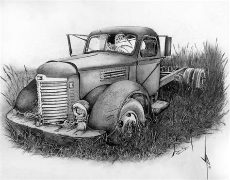 Pin by John Phelps on My Art Work | Pencil drawings, Old trucks, Car ...