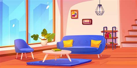 Living Room Cartoon Vector | Baci Living Room