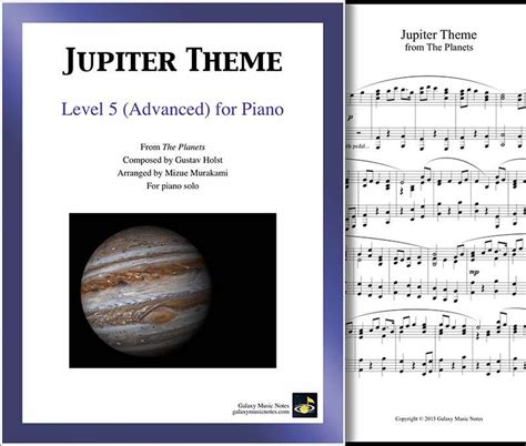 Jupiter Theme: from The Planets - Level 5 - Piano sheet music | Piano ...