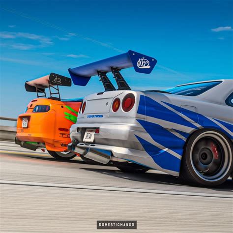 Brian's Toyota Supra vs. O'Conner's R34 Skyline GT-R Is a Digital Drag ...