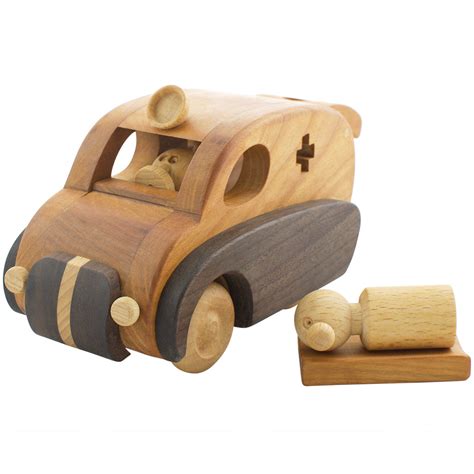 Wooden Toy Ambulance - Wooden Toy Police Cars & Ambulances - Happy Go Ducky