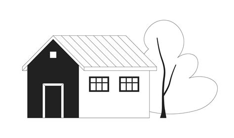 Cute house monochrome flat vector object. Town building with decorative ...